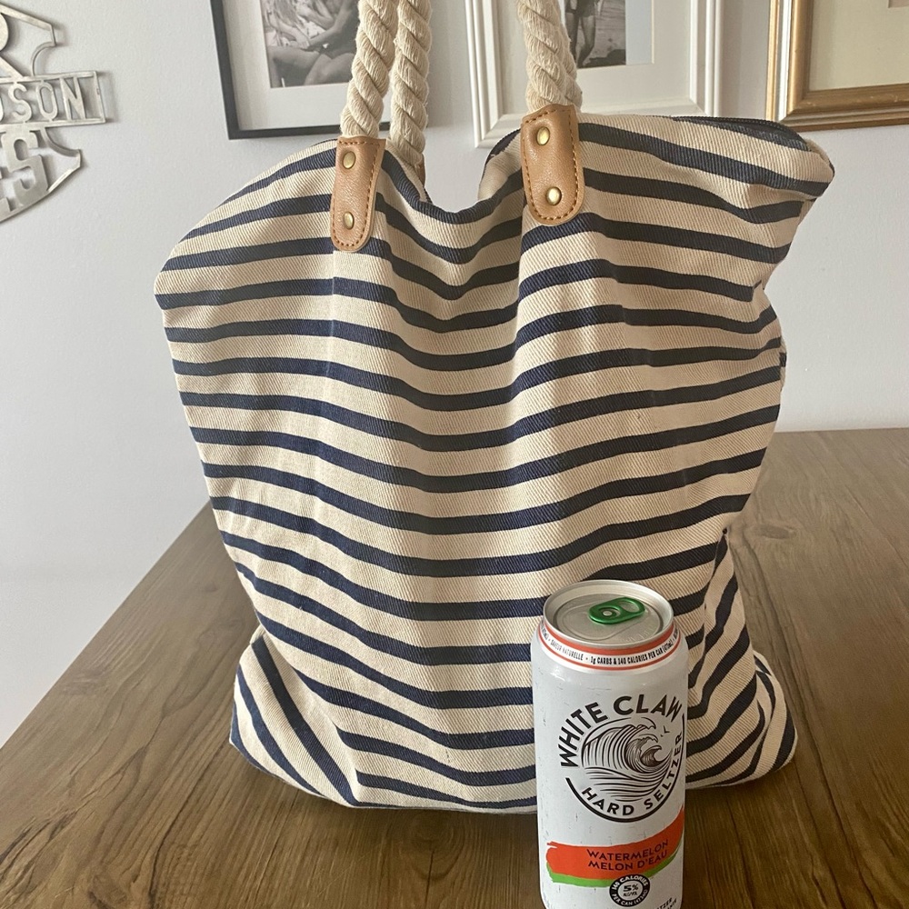 Summer & rose striped tote bag